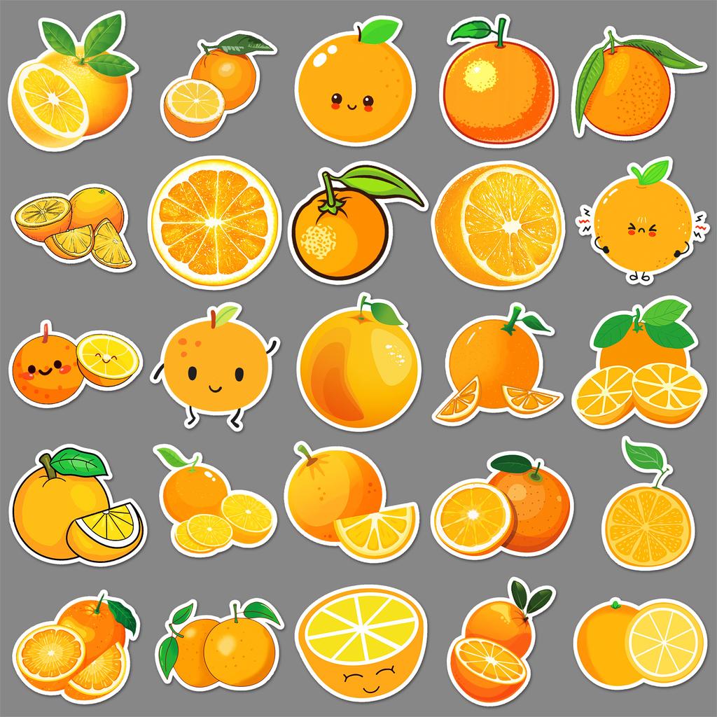 50 Orange Doodle Personality Cartoon Fruit Gauze Kids DIY Mobile Phone Case Suitcase Stickers Waterproof