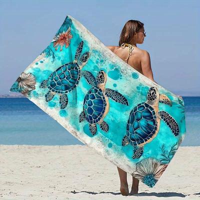 1PC Sea Turtle Beach Towel, Polyester Quick Dry Towel, Lightweight & Soft for Swimming & Travel, Unisex, Ideal for Beach, Surfin