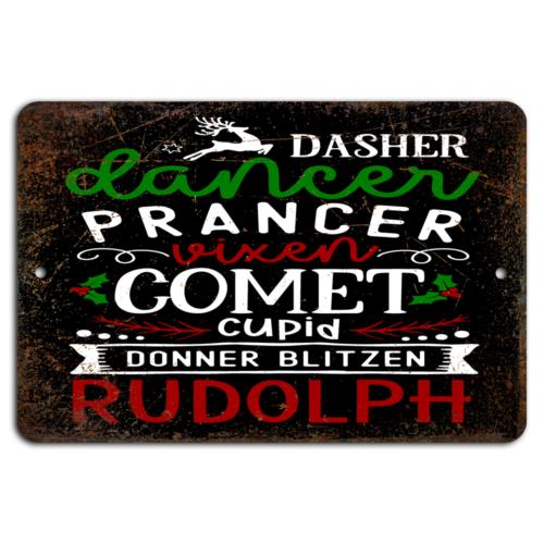

Rustic Reindeer Roll Call Festive Names on Vintage Black MetalAluminum 20x30cm（7.8x11.8inch）