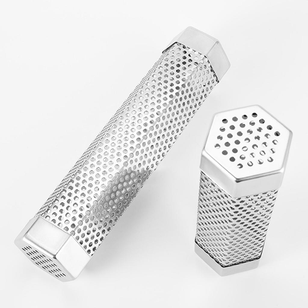 304Stainless Steel Smoke Tube Barbecue Smoke Enhancer Portable Grilling Tube Metal Texture for Smoking Experience