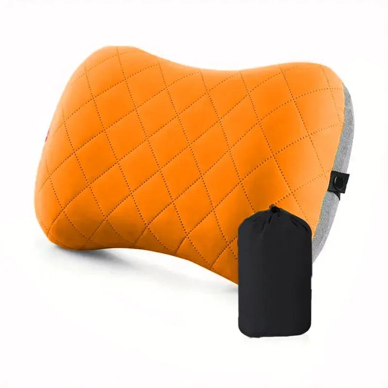 Ultralight Inflatable Camping Travel Pillow with Soft Washable Cover - Ergonomic Inflating Pillows for Neck & Lumbar Support