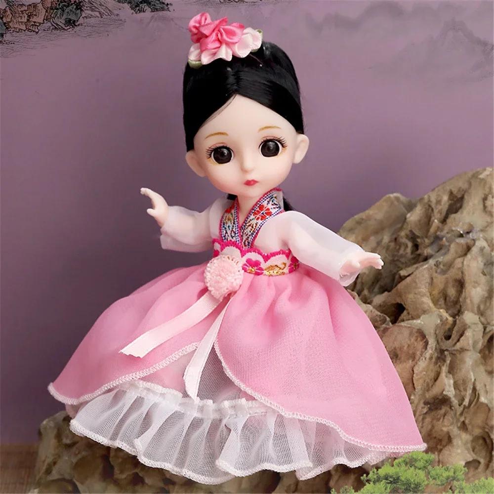 16cm 112 Mädchen Prinzessinnenpuppe BJD Puppe mit Kleidung Schuhen Beweglich 13 Gelenke Süßes Süßes Gesicht Kindergeschenk DIY Verkleidungsspielzeug für Kinder