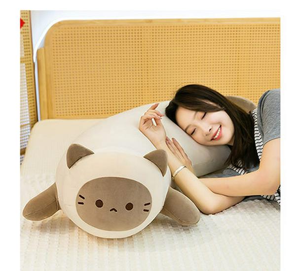 Cuscino Abbracciabile Peluche Gatto Carino per Bambini - Compagno del Sonno e Regalo di Compleanno