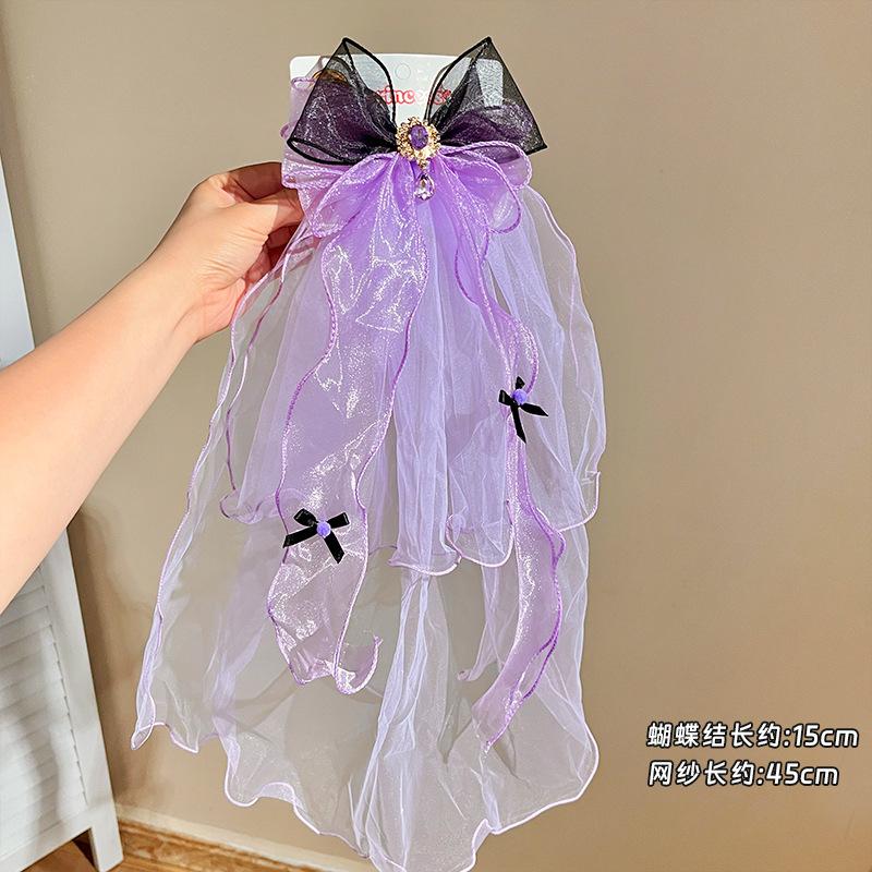 Children'S Veil Super Fairy Ice And Snow Princess Bow Piao Yarn Hair Card Little Girl Birthday Photo Hairpin Girls Hair Accessories