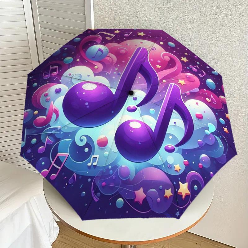 

1pc Music Notes Fantasy Background Umbrella with Plastic Handle,Suitable for All Seasons Home Travel Outdoor UmbrellaDD195