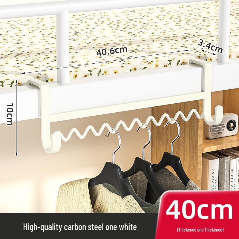 Dormitory Bedside Hanging Clothes Rack and Hook for Upper/Lower Bunk Storage.