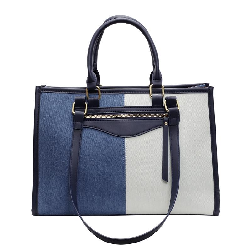

Сумка через плечо из денима, женская сумка-тоут с цветными блоками, сумка для покупок светло-синий
