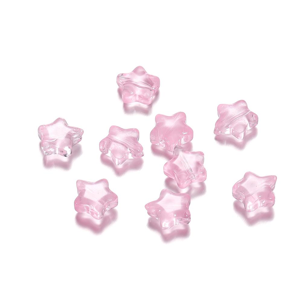 30pcs 8mm Colorful Five-pointed Star Glass Beads Loose Spacer Beads for DIY Handmade Jewelry Making Bracelet Accessories