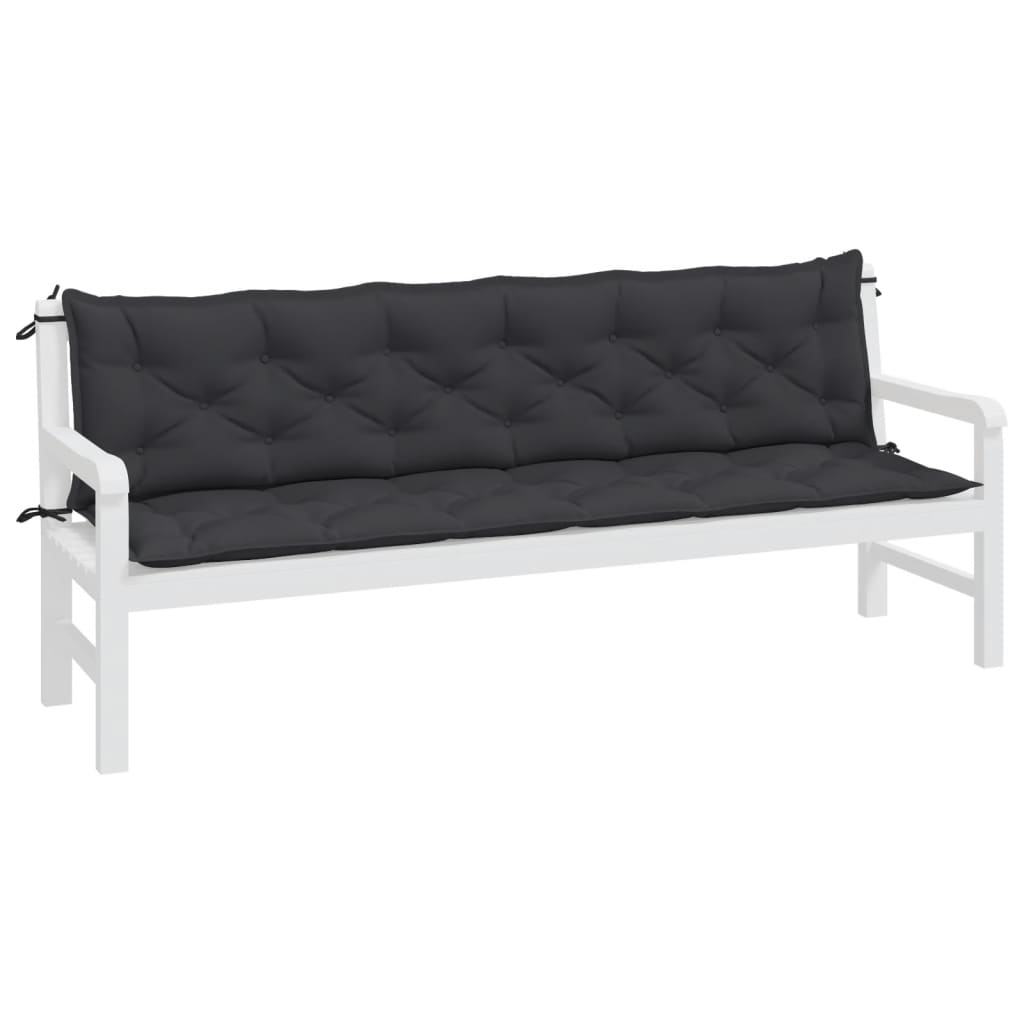 Garden Bench Cushions 2 Pcs Black 200x50x7 Cm Oxford Fabric