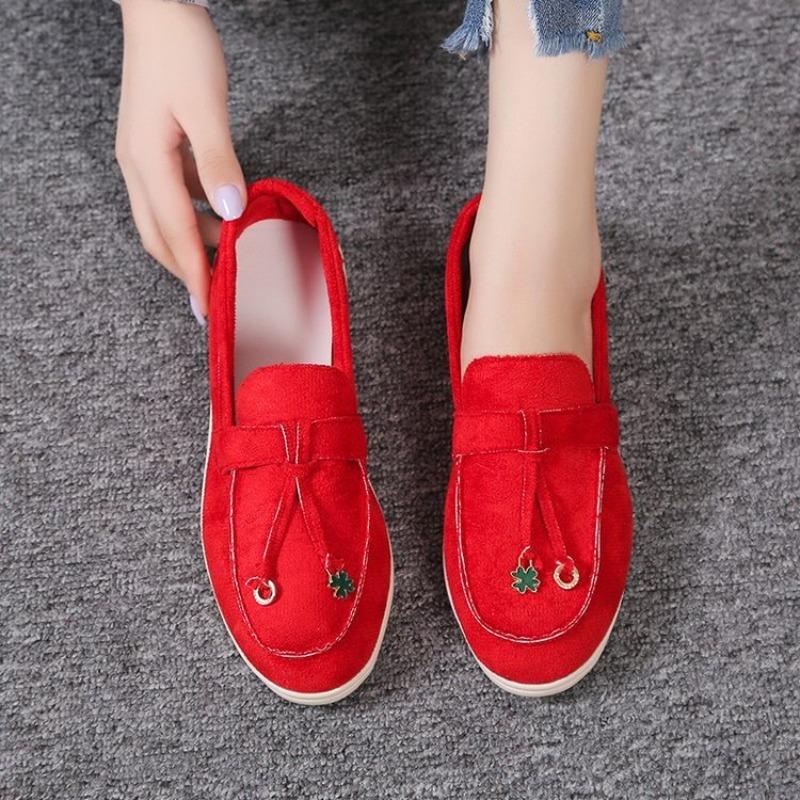 One-pedal women's single shoes new large-size flat-bottomed accessories Doudou shoes versatile women's shoes