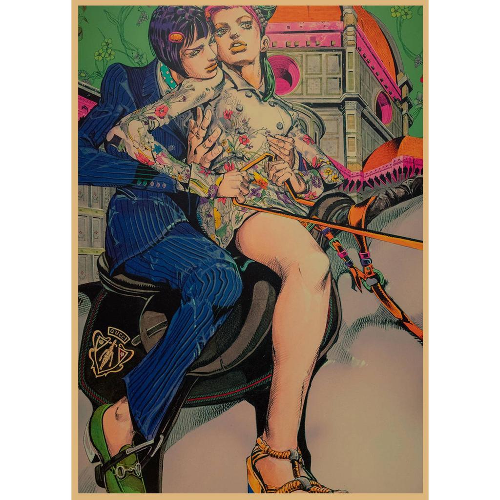 JoJo's Bizarre Adventure Retro Kraftpapier Poster - Japanische Anime Dekoration für Bar, Restaurant oder Café.