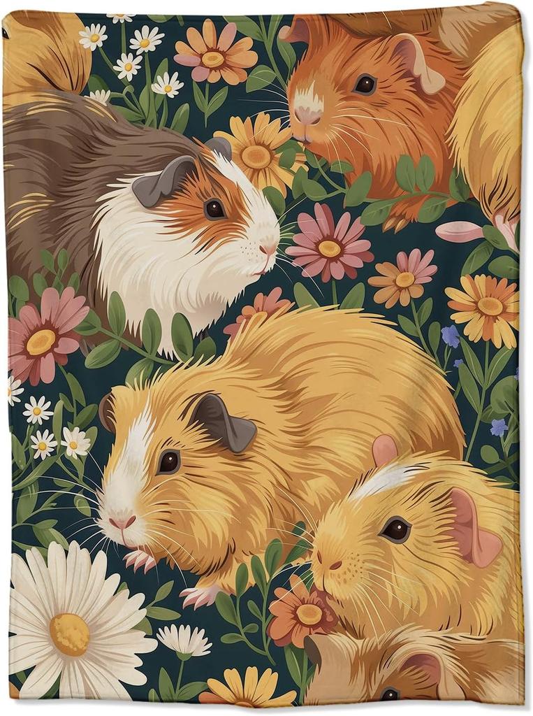 Guinea Pig Blanket Hamster Animal Throw Blankets Plush Cozy Flannel Ultra Soft Fuzzy Funny Party Blanket Gifts for Girls Women