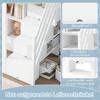 Bunk Bed 90x200, Children's Bed with Desk and Drawers, Storage Bed with Open Storage Cabinet and Stowable Stepladder, Bed Frame with Slat...