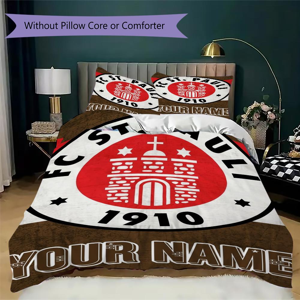 Custom Name St.Pauli Pattern Bedding uilt Set uilt Cover Pillowcase Home Decoration Birthday Gift (1*duvet cover+2*pillowcase without core)