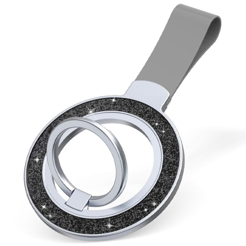 

Магнітний тримач-кільце для телефону з блискітками, кільце-тримач для пальця, підставка для телефону на задній панелі, сумісний з MagSafe Silver Black/Grey