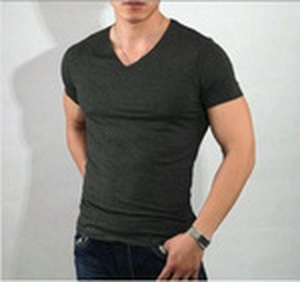 Men's Slim Fit V-Neck Modal T-Shirt - Short Sleeve, Solid Color, Spring/Summer Style