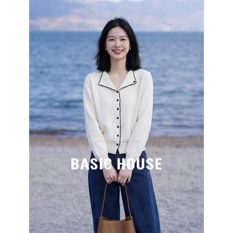 

Базовый женский вязаный кардиган Basic House в французском стиле с отложным воротником S