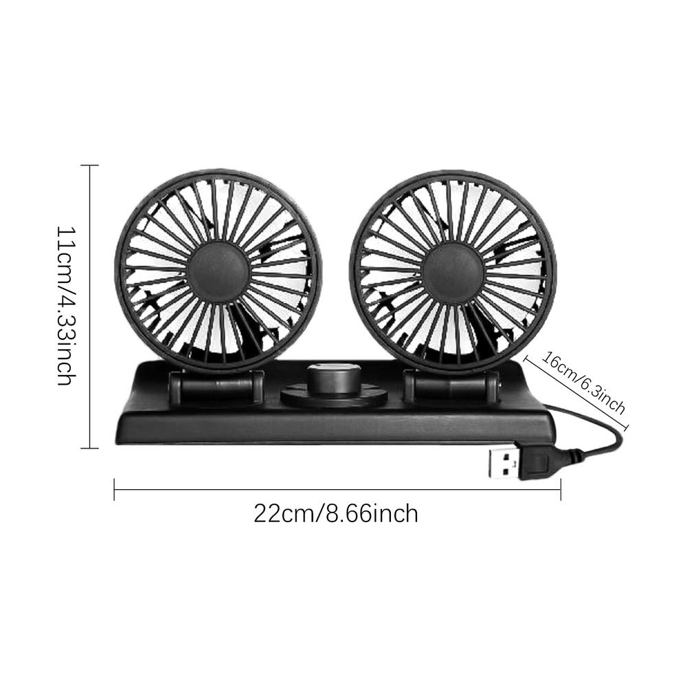 

USB Вентилятор Для Автомобиля 24В Автомобильный Вентилятор С Регулируемыми Двойными Головками Автомобильный Кондиционер С 2 Скоростями Ветра Перезаряжаемый Задний Вентилятор Для