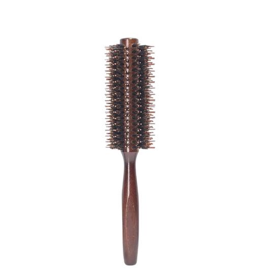 

Boar Bristle Round Hair Brush Ergonomic Wooden Handle Men Women Hair Straightening Curling Volumizing Detangling Styling Comb B Vertical