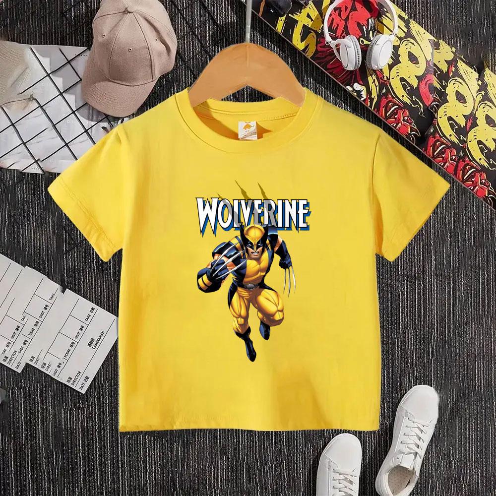 Police Wolverine Logan Cartoon Animation Fashion 2026 Summer Children s T-shirt  Cotton Cartoon Sports Top 100