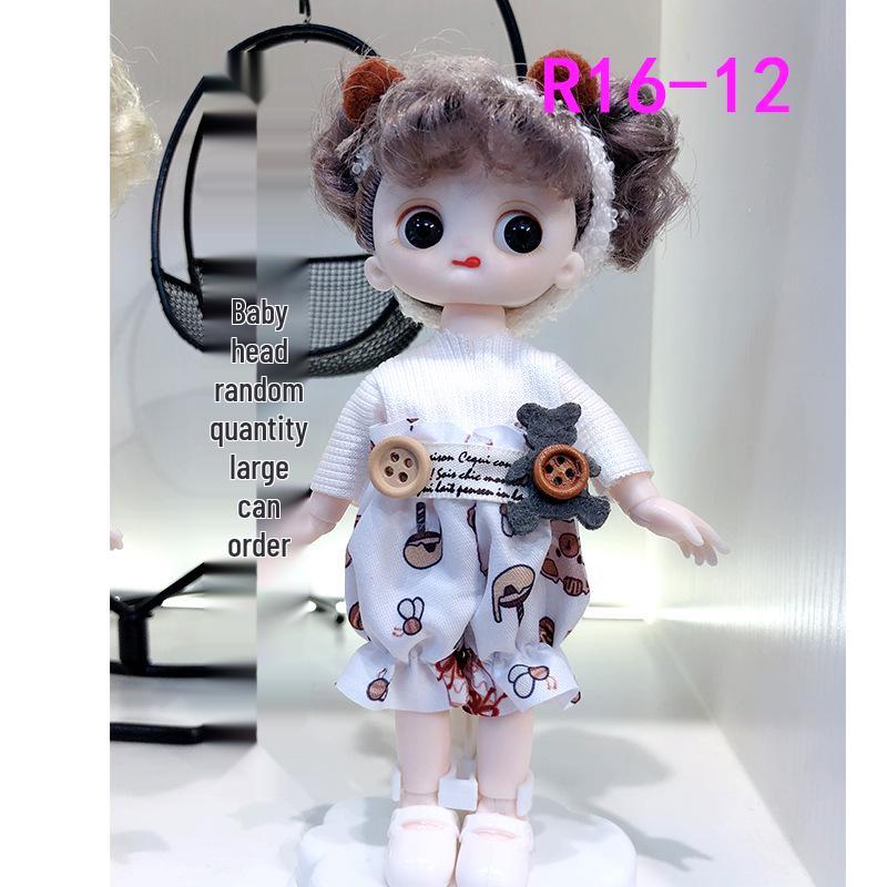 16cm 8-Point BJD Princess Doll with Denim Wedding Dress & Accessories - 6" Dress-Up OB11 Clothes, Tops, and Shorts