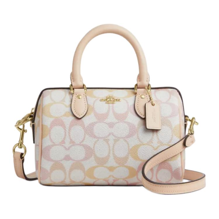 Coach Women's Rowan 17 Classic Print Zipper Closure Synthetic Leather Shoulder Crossbody Tote Bag Small Bags Candy-Color Cek81-Imm8c