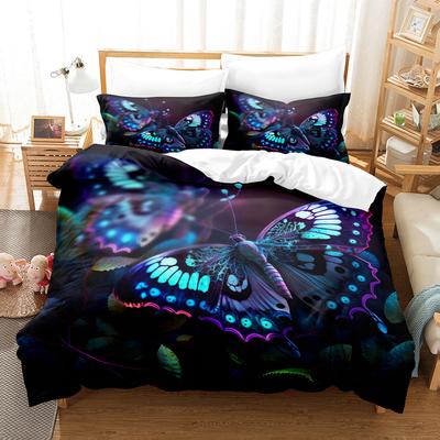Bed Three-Piece Butterfly Flower Quilt Cover 3D Digital Printing Kit