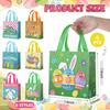 6 Pieces Easter Gift Bags Bulk Reusable Cute Easter Tote Bags with Handles Bunny Eggs Non Woven Holiday Goodie Basket