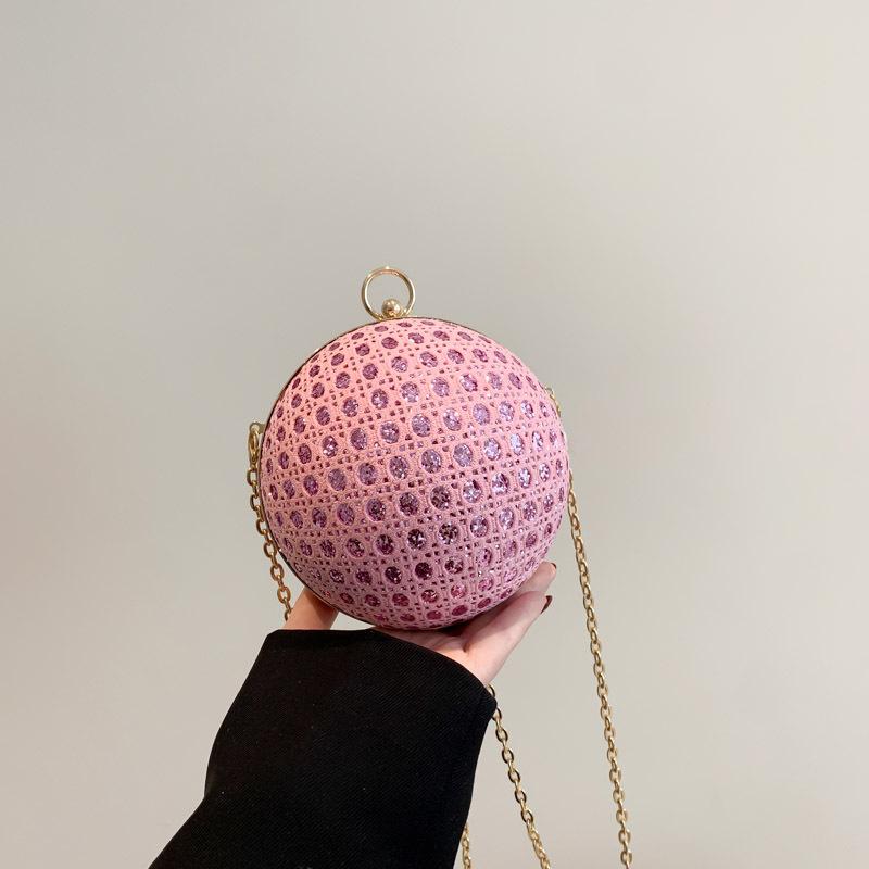 

Простая повседневная модная сумочка 2025 весна сферическая новая зарубежный стиль повседневная на плечо через плечо модная маленькая круглая сумка розовый
