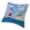 Beachy Head Lighthouse Square Pillowcase Polyester Linen Velvet Printed Zip Decorative Home Cushion Cover 18"