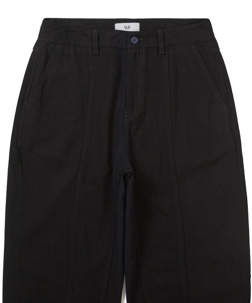 WEST GRAND BOULEVARD Wide Curved Line Cotton Pants Black