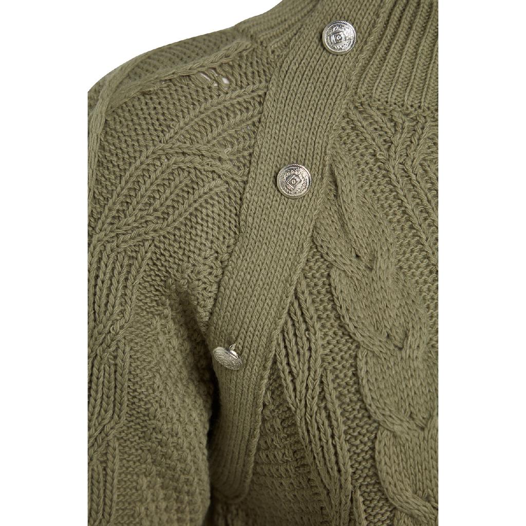 Accesorii kaki Tricotaj împletit cu păr detaliat Pulover Tctaw24ak00165