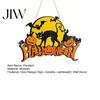 Retro Moon Wall Ornament Halloween Wood Door Hanger Sign, Pumpkin And Black Cat Printed, with Hemp Vintage Dark Style Home Decor Rope