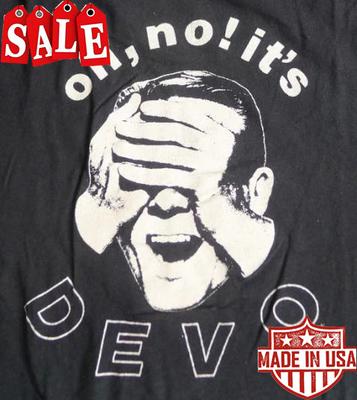 Vintage 1982 Oh No It's Devo Pop New Wave Band Black T Shirt TU1973 Unisex T-Shirt