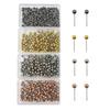 480/500Pcs Push Pin with Clear Plastic Box Metallic Color Round Ball Head Cork Bulletin Board Whiteboard Wall Map Photo Fixing Thumbtack Office