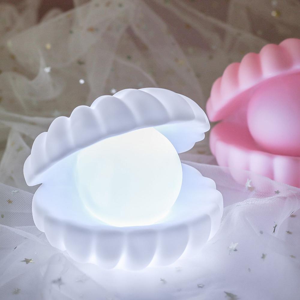 Neu Keramik Shell Perle LED Nachtlicht Streamer Fee Shell Nordic Nacht Lampe Nacht Wohnkultur Schlafzimmer Nacht