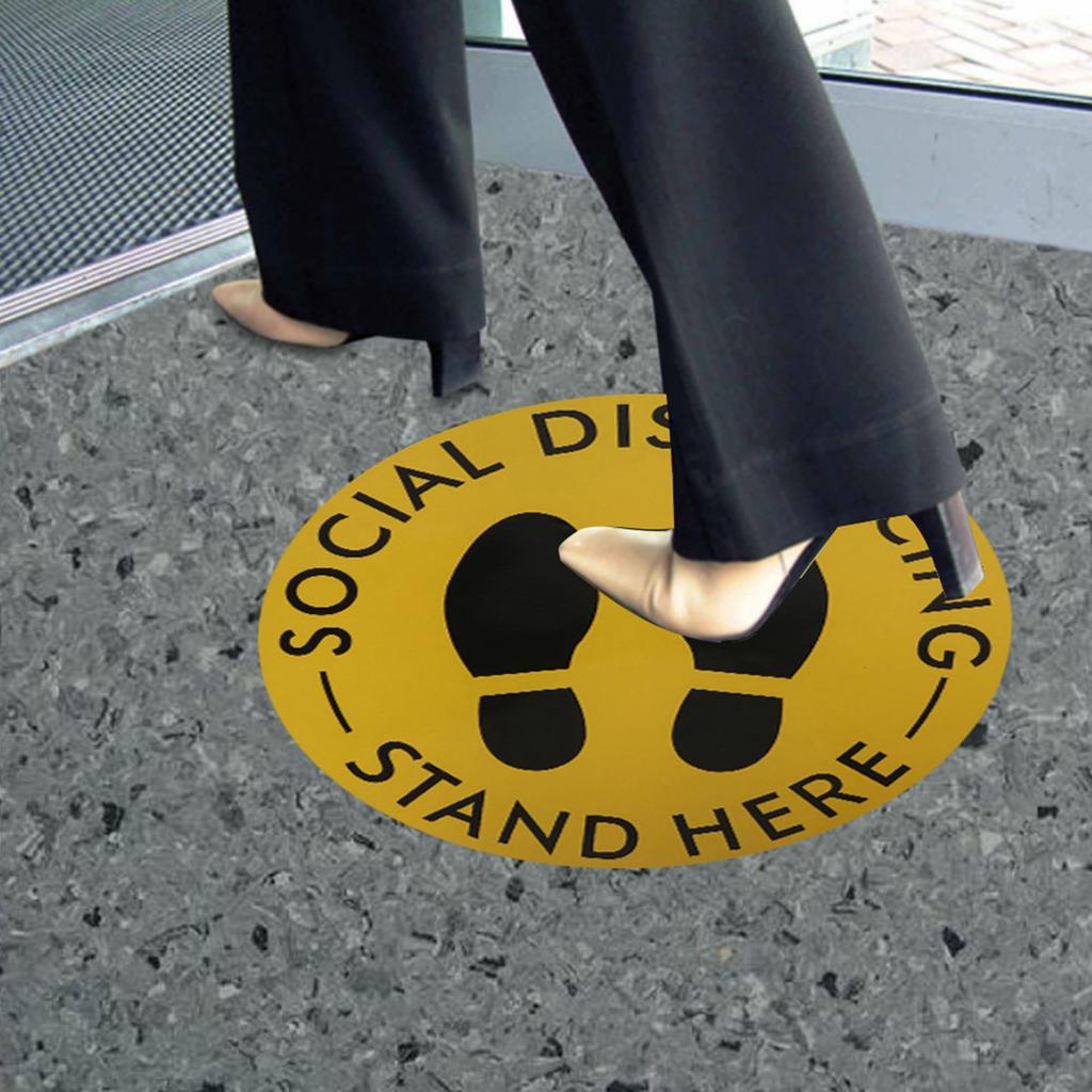 5PCS Social Distancing Ground Sticker Distance Marker Floor Signs Decal for School Market Public
