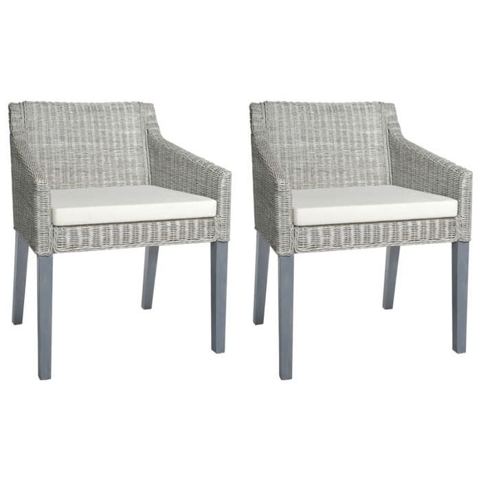 VidaXL 2x Chaises à Dîner avec Coussins Fauteuils de Salon Chaises d'Appoint Sièges de Restaurant Cuisine Intérieur Gris 325494