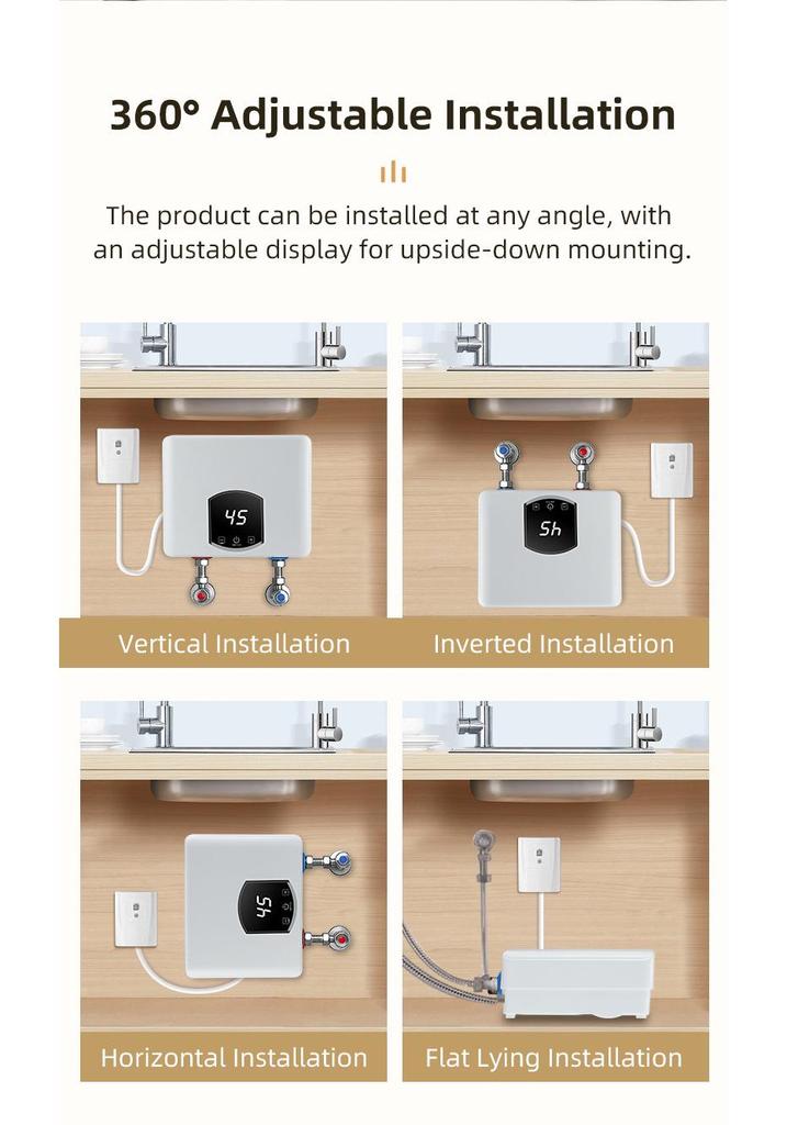 220V 5500W Instant Smart Electric Water Heater for Under-Counter Kitchen Use