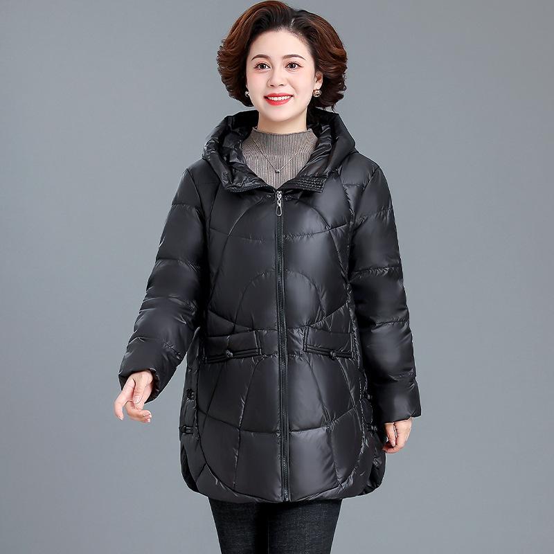 Middle Aged Mother Winter Down Cotton Jacket Bright Face Korean Quilted Coat Thicken Warm Grandma Snow Wear Parkas