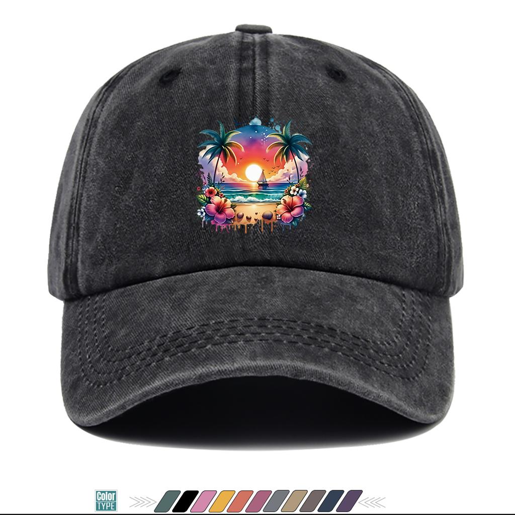 Pc Pcs Tropical Palm Tree Print Baseball Cap with Coconut Tree Adjustable Duckbill Hat Suitable for Beach Outdoor Music Fes