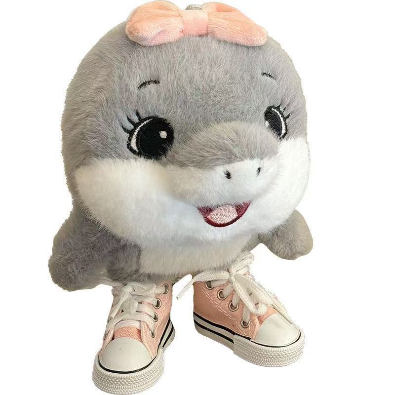 

Fluffy Hair Shark with Sneakers Blue Sharks with Shoes Stuffed Animals Unqiue Ocean Doll Toys for Kids Birthday Present рожевий