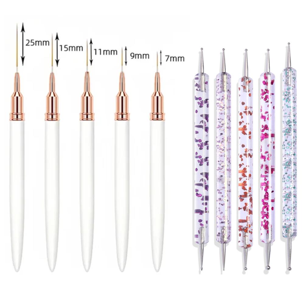 

10Pcs/Set Nail Art Pen Set Brushes Elongated Lines Striping Drawing UV Gel Painting Nail Design Pen Professional Manicure Tool