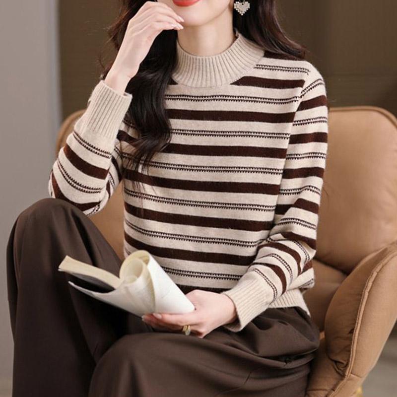Sweater for Women Autumn Winter Thickened Pullover Warm Knitted Stretchy Long Sleeve Oversize Jumper Tops