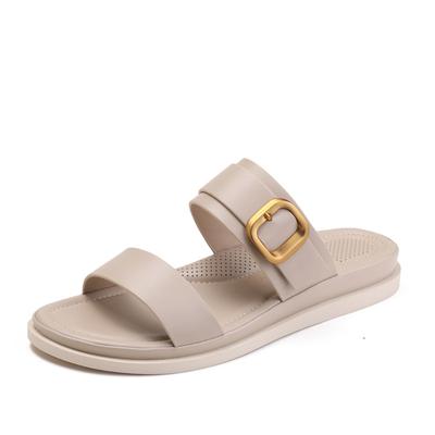 Women's Summer Soft-soled Anti-slip Beach Shoes Fashionable One-shoulder Flip-flops for Vacation
