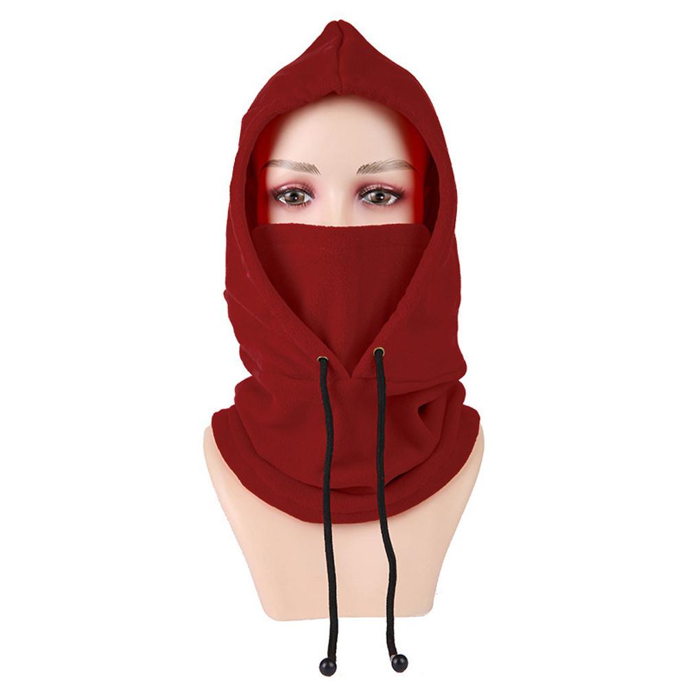 Winter Outdoor Cycling Fleece Lined Knitted Face Mask Hat Windproof Cold Proof Snow Sports Headwear Motorcycle Warmth Protection