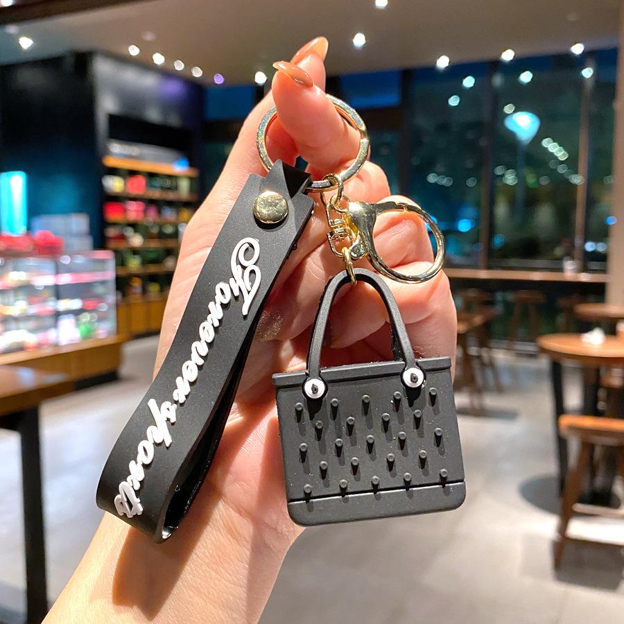 

Fashion Keychain Cartoon Backpack Key Ring Silicone Bag Pendants Accessories Key Chains Jewelry for Girl Women Christmas Gift чорний