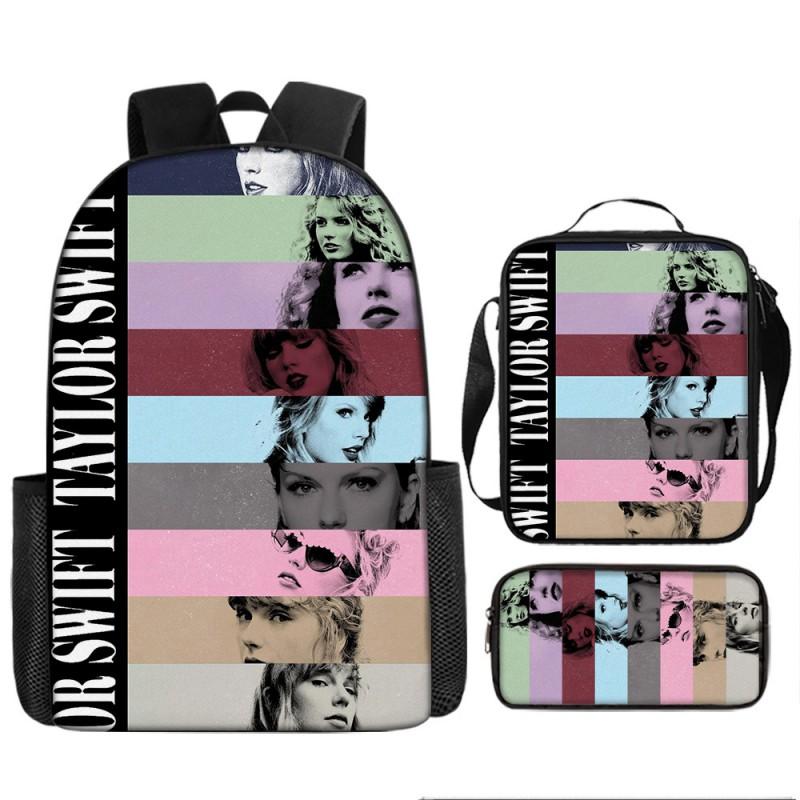Taylor Swift Themed Kids School Backpack Set Elementary Students Oxford Fabric Breathable Lightweight With Padded Straps