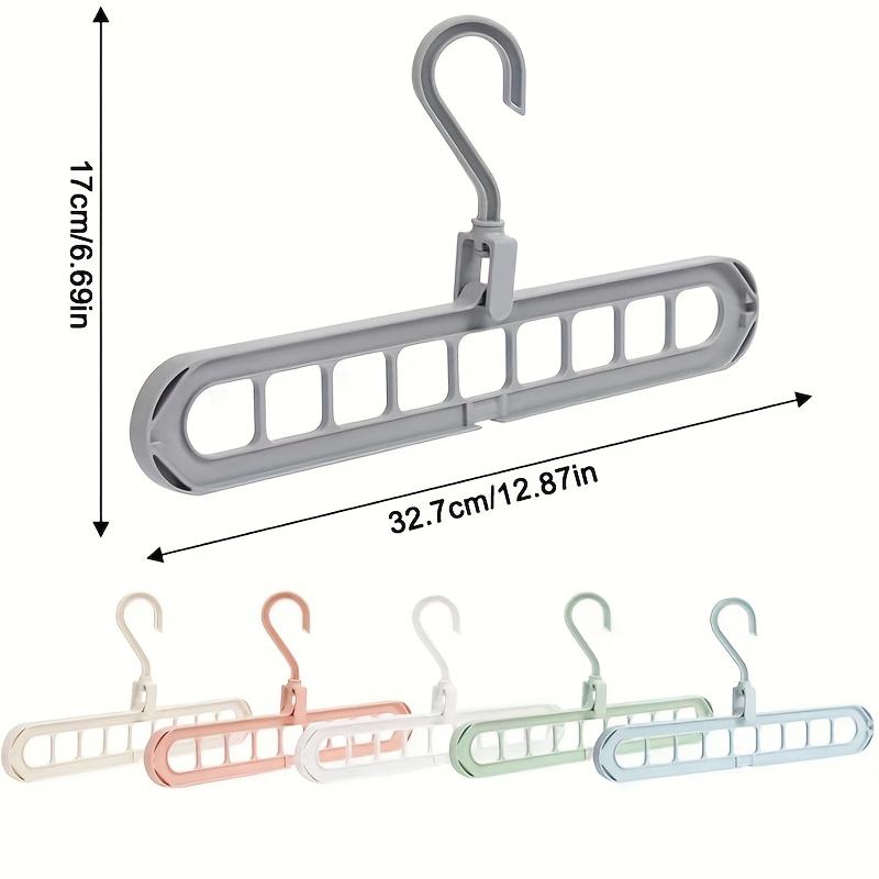 5pcs Heavy-Duty Foldable Plastic Hangers with 9 Holes - Anti-Slip, Space-Saving Closet Organizer for Wardrobe,Multi-Purpose Clothes Hangers