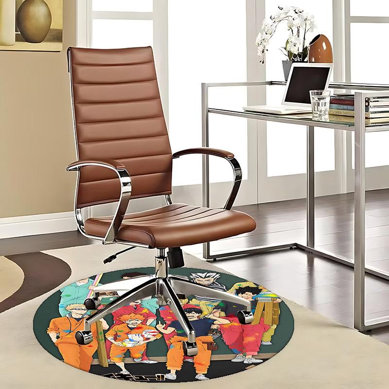 1pc Haikyuu!! Anime Cartoon Design Round Carpet for Office Chair Mat, NonSlip Rug Suitable for Home Decor, Living Room 80cm